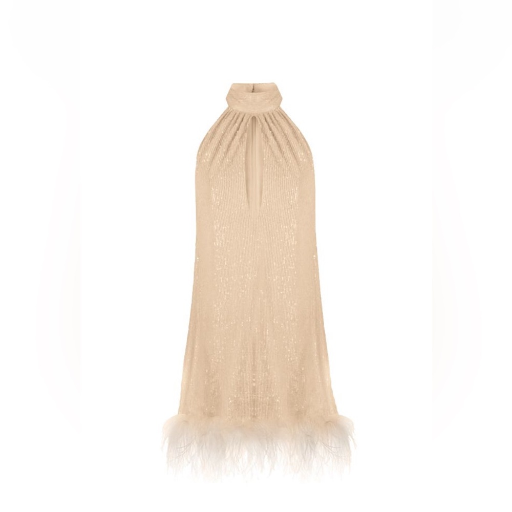 Somon color sequin dress - size 36 .